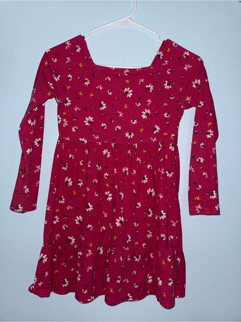 The Children's Place Magenta Floral Long-Sleeve Knit Dress